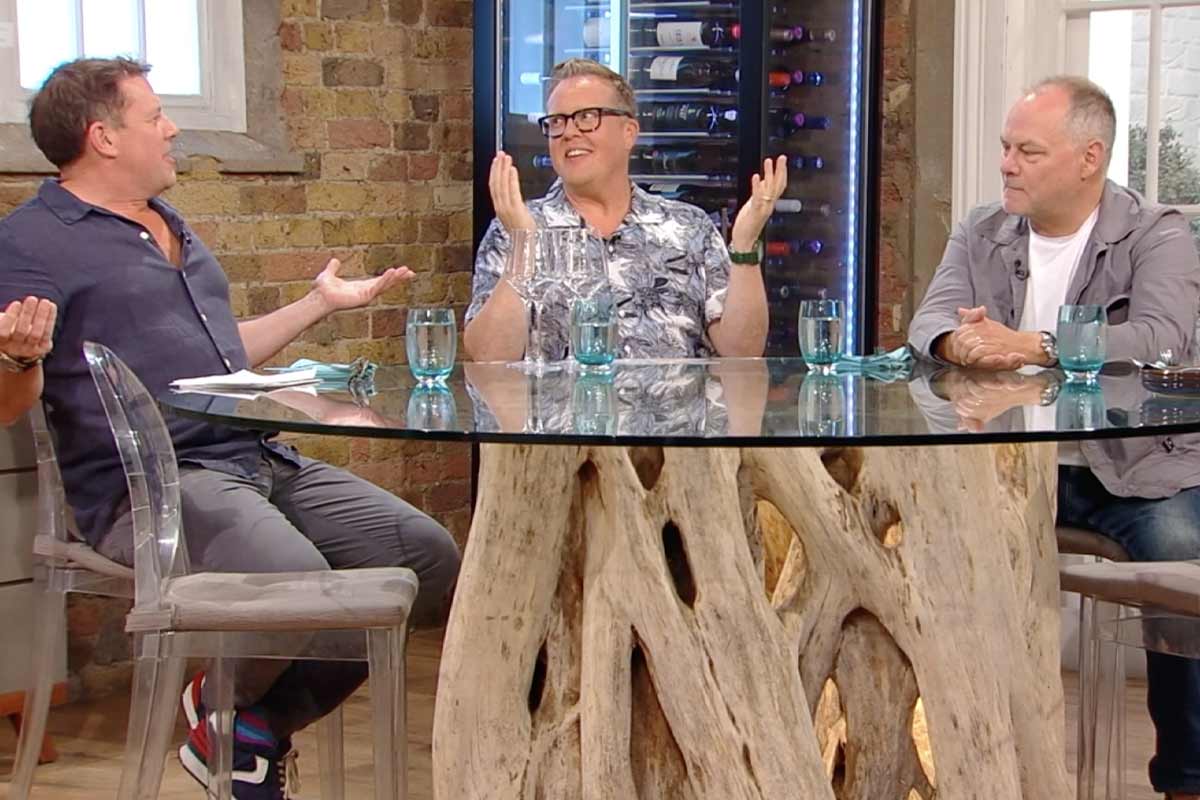 Jack sat at a table in the Saturday kitchen studios